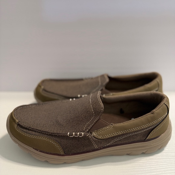🆕 George Men’s 13W Slip-On Memory Foam Loafers Khaki/ Brown – Comfort Casual - Picture 7 of 15